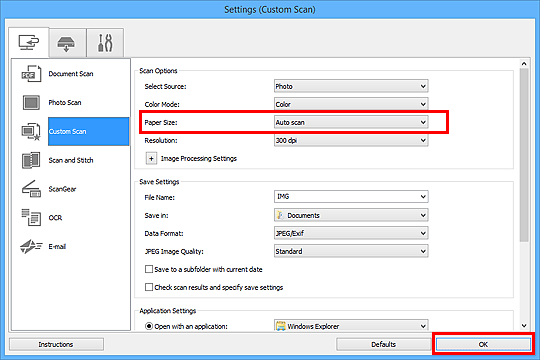 figure: Settings dialog box